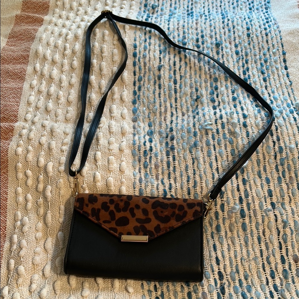 Black and Brown Crossbody Bag with Leopard Print Save the Girls